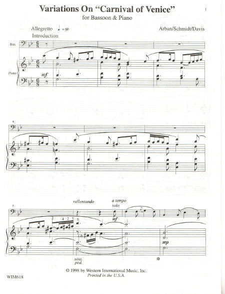 ヴェニスの謝肉祭による変奏曲（ジャン・バティスト・アーバン 