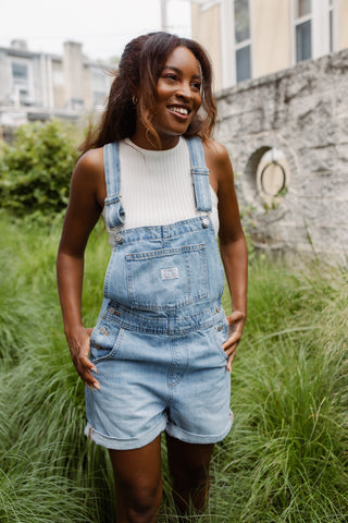 Levis vintage shortalls and the straight up high neck tank