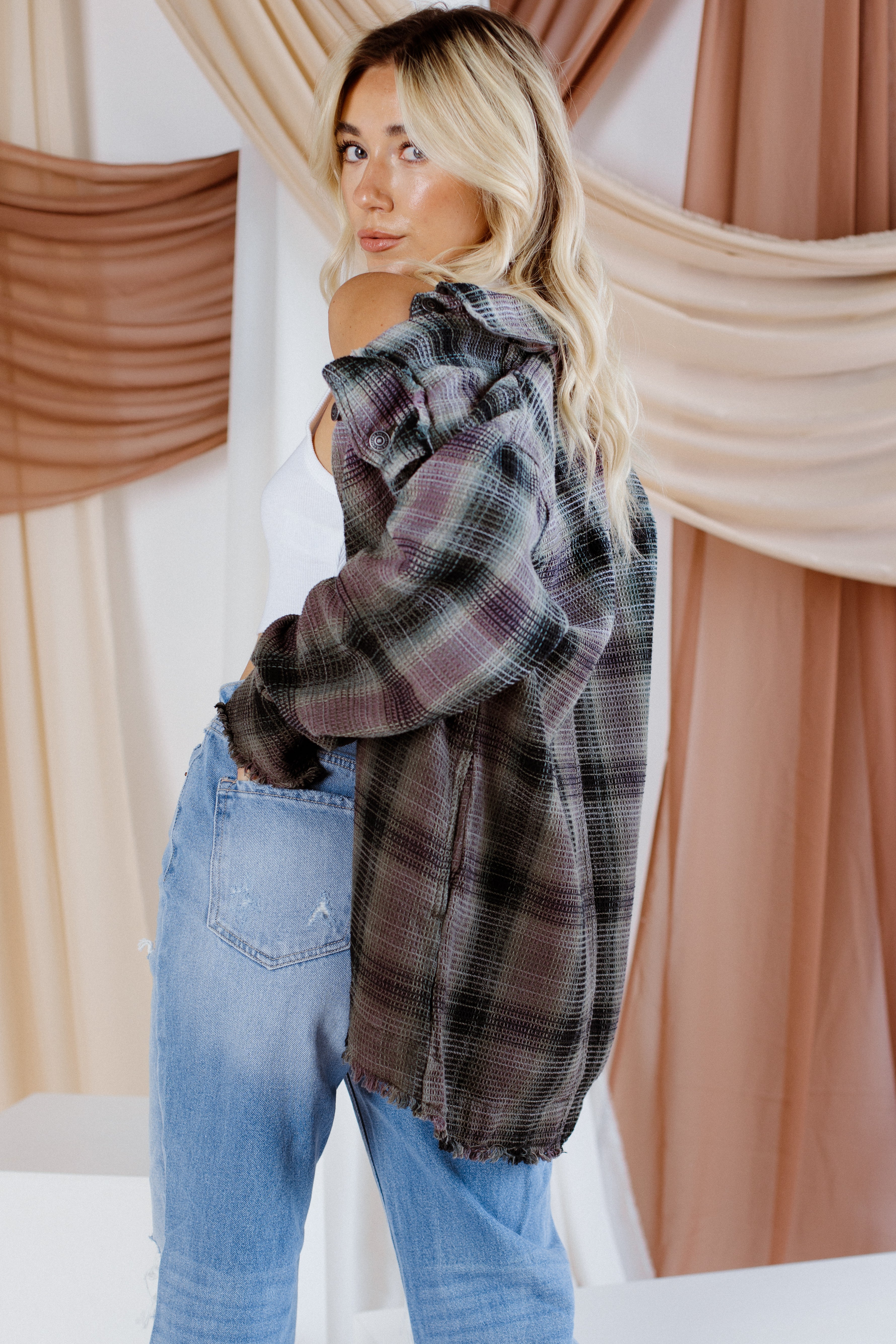 Free People Anneli Plaid Shirt Jacket