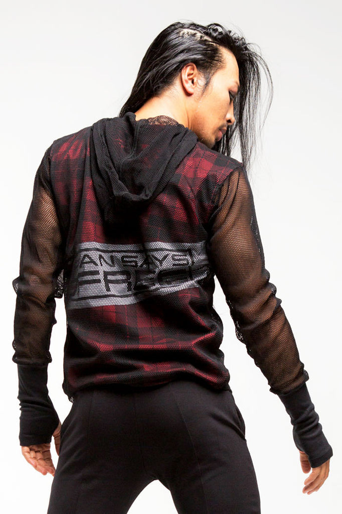 black mesh hoodie mens