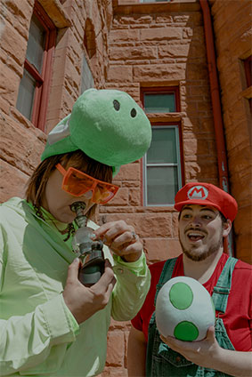 Yoshi and Mario get blazed