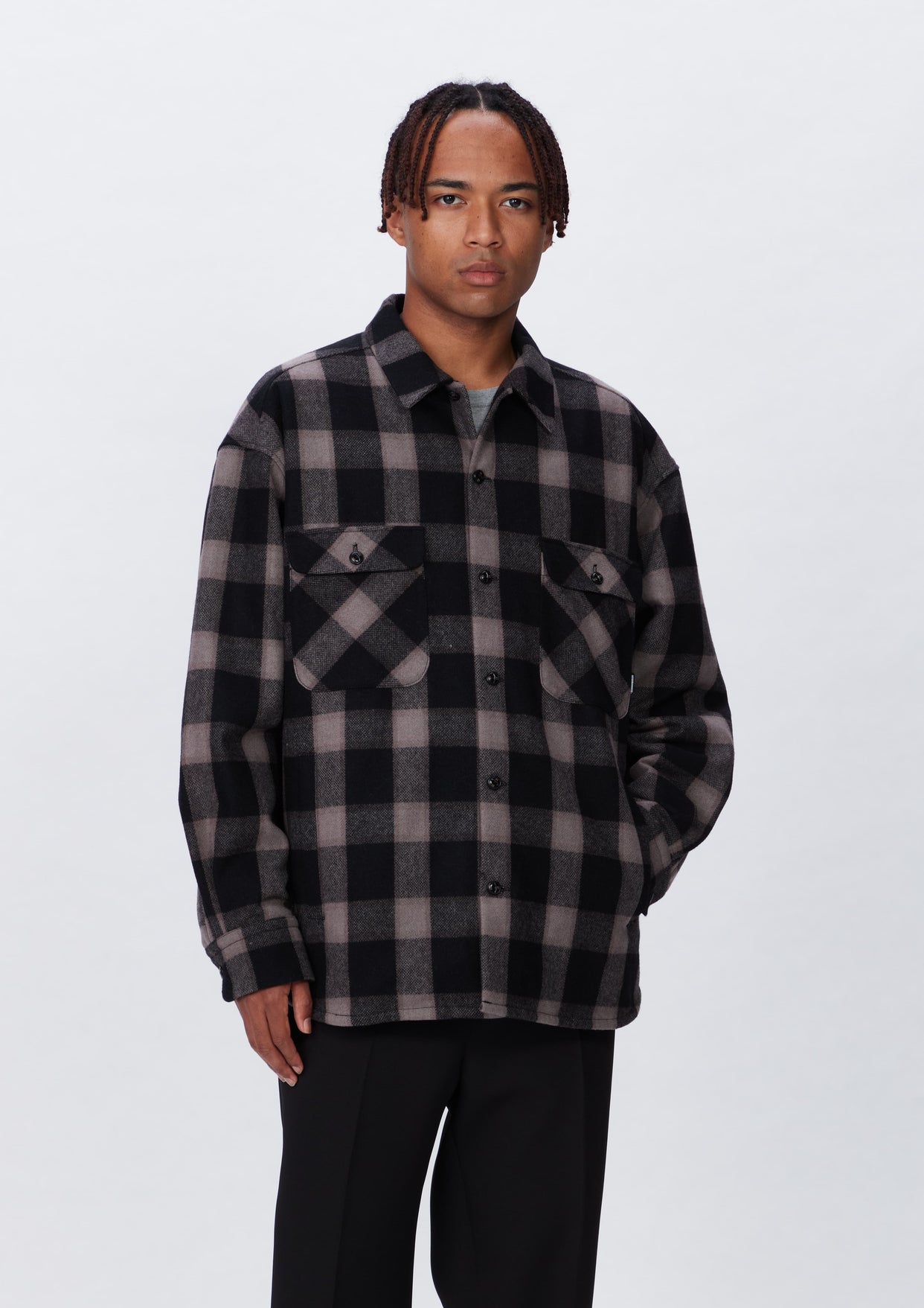 新品 L BUFFALO CHECK SH LS . WN ネイバーフッド-