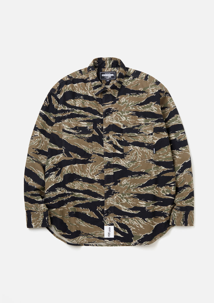 NH X WIND AND SEA . CAMOUFLAGE OFFICER SHIRT LS