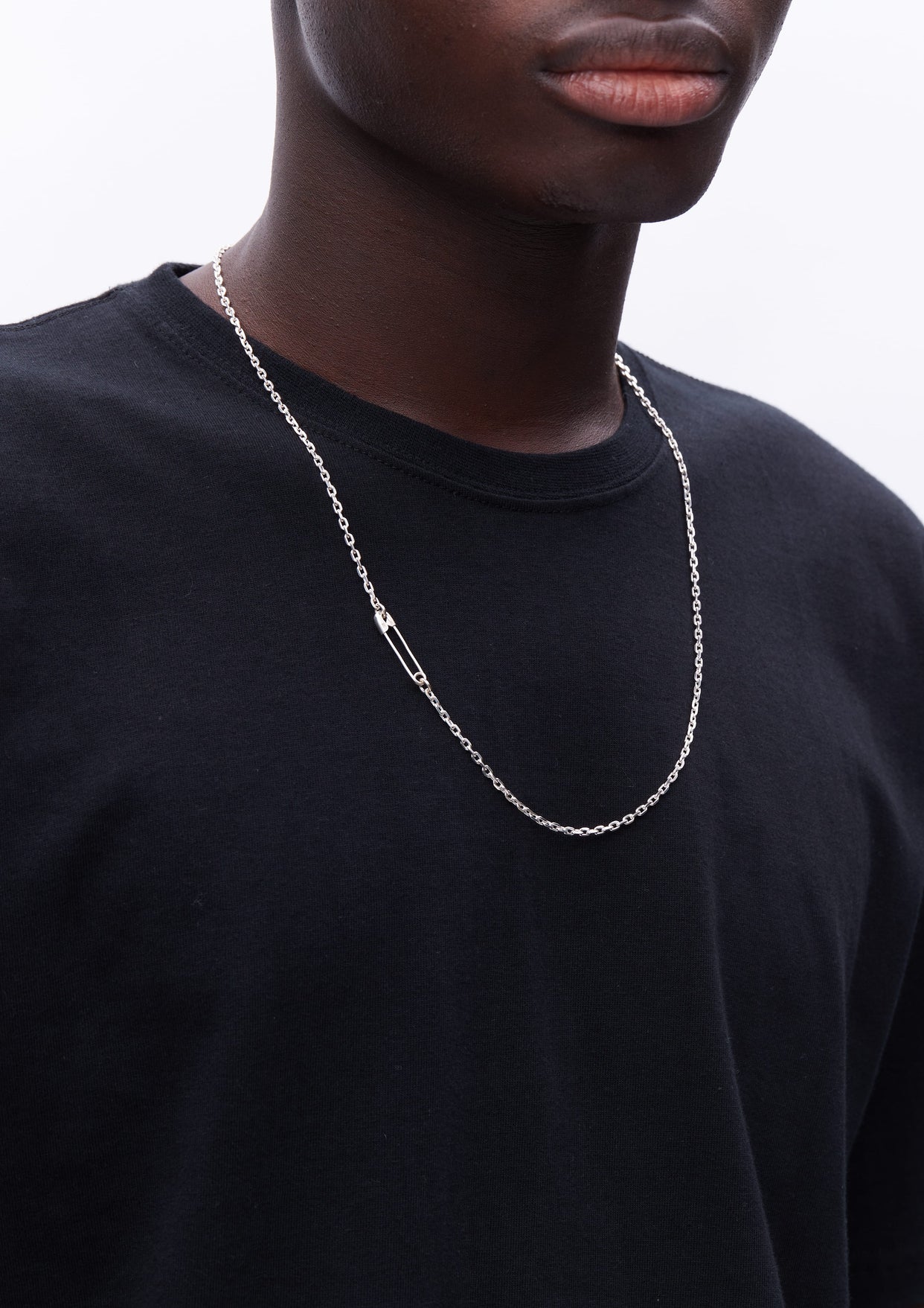 23SS ネイバーフッド SILVER SAFETY PIN NECKLACE-