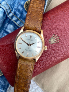 1957 18k gold Rolex Oyster Perpetual box and papers