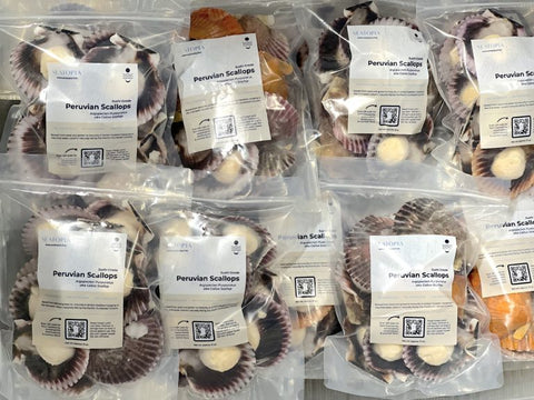 Seatopia's Peruvian Scallops, packaged in portioned bags 