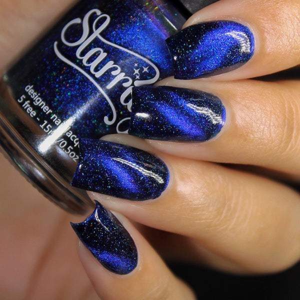 Sapphire Dark Blue Neptune Nail Polish Magnetic Starrily Space Solar System 