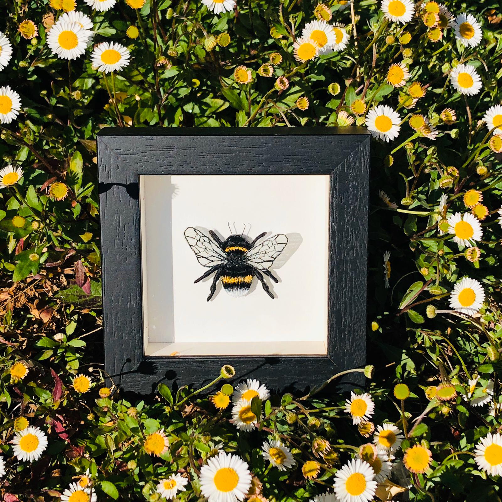 Embroidered And Painted Bumble Bee Framed Wall Art Wall Art Ad I