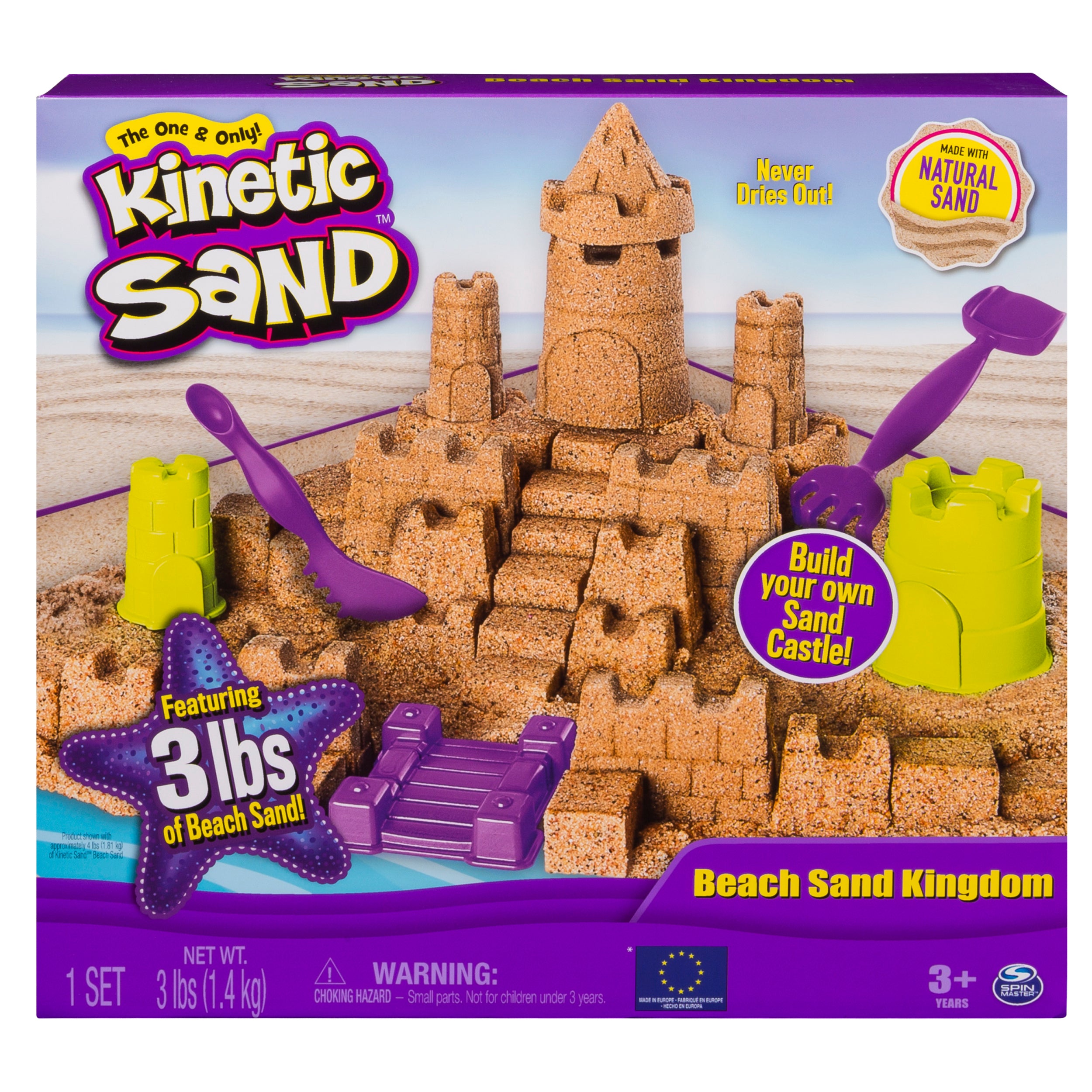 Kinetic Sand, Mermaid Crystal Playset, 481g of Play Sand, Gold Shimmer Sand,  Storage and Tools, Sensory Toys for Kids Aged 3 and up