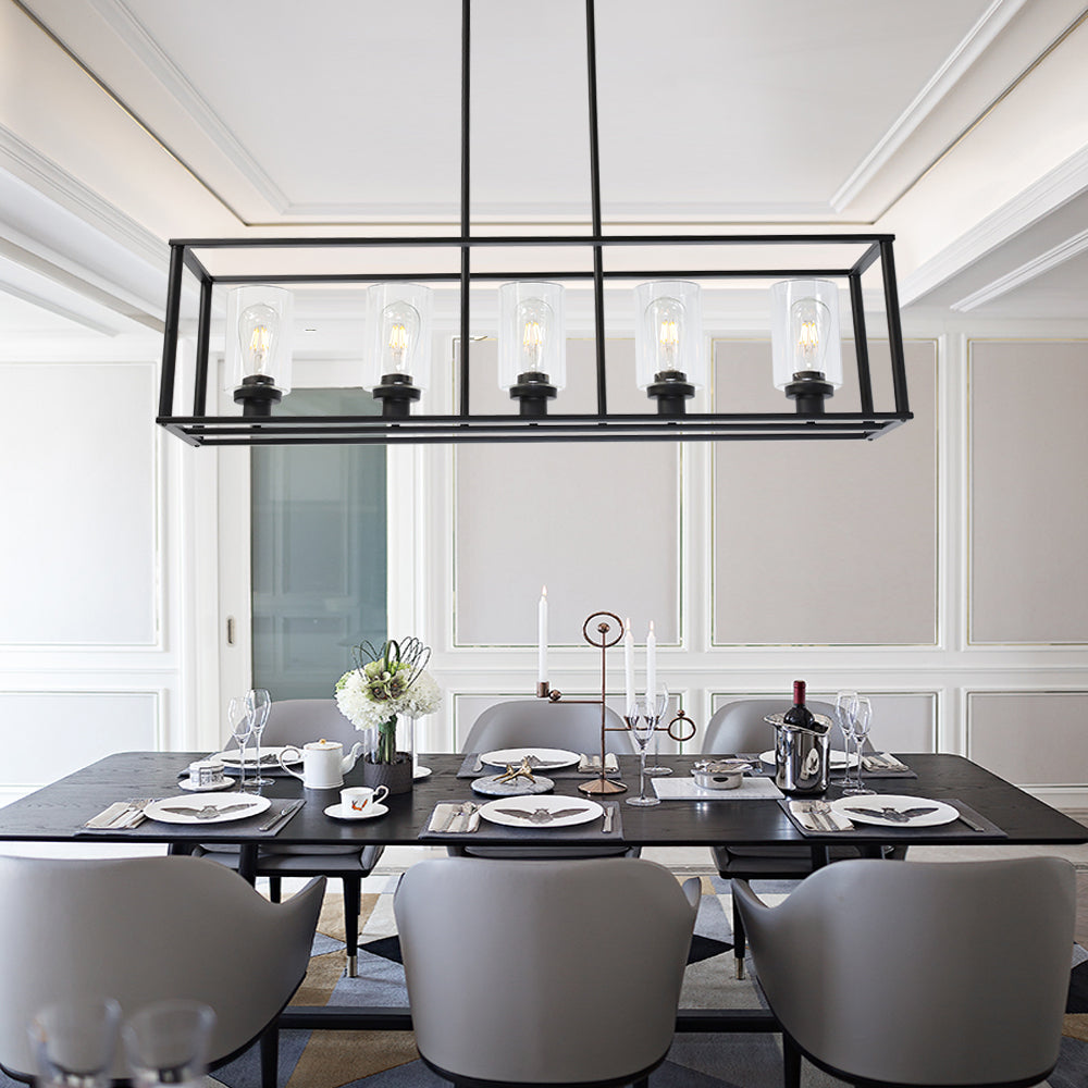 5 Light Modern Kitchen Island Chandelier | BlackCage Pendant Ligh