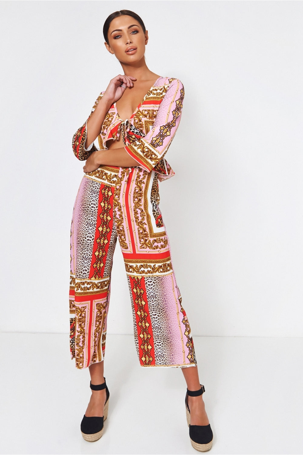 Brion Pink Baroque Print Frill Jumpsuit – The Fashion Bible