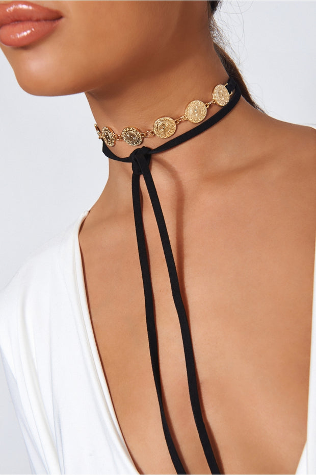 Isa Gold Coin Choker Necklace – The 