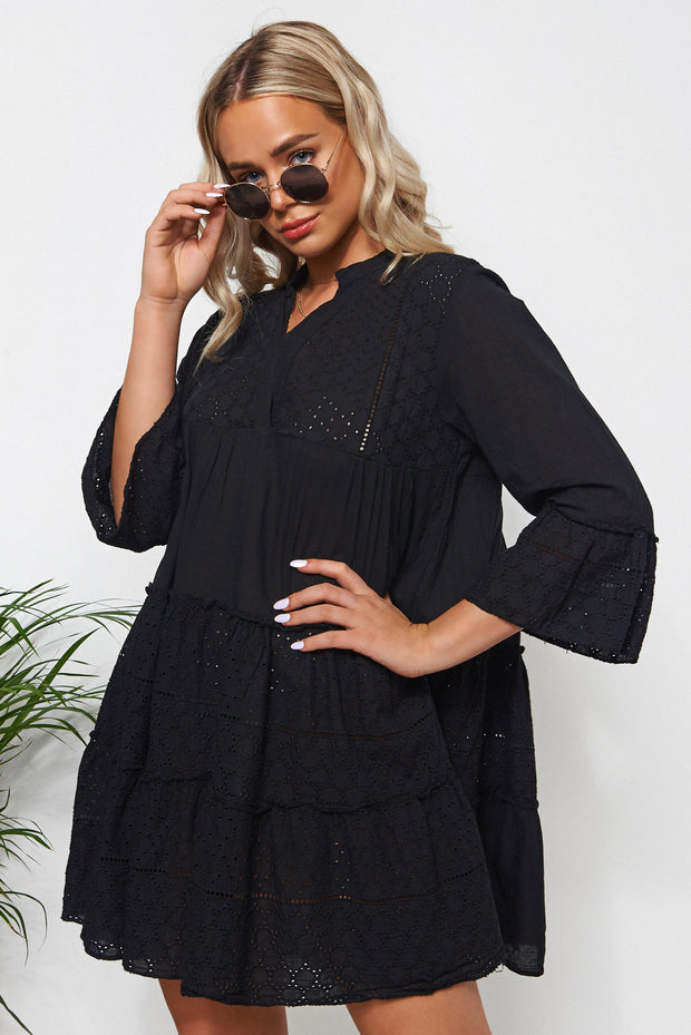 black smock dress zara