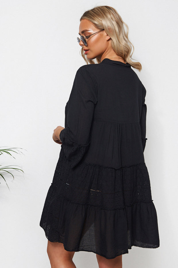 black frill dress zara