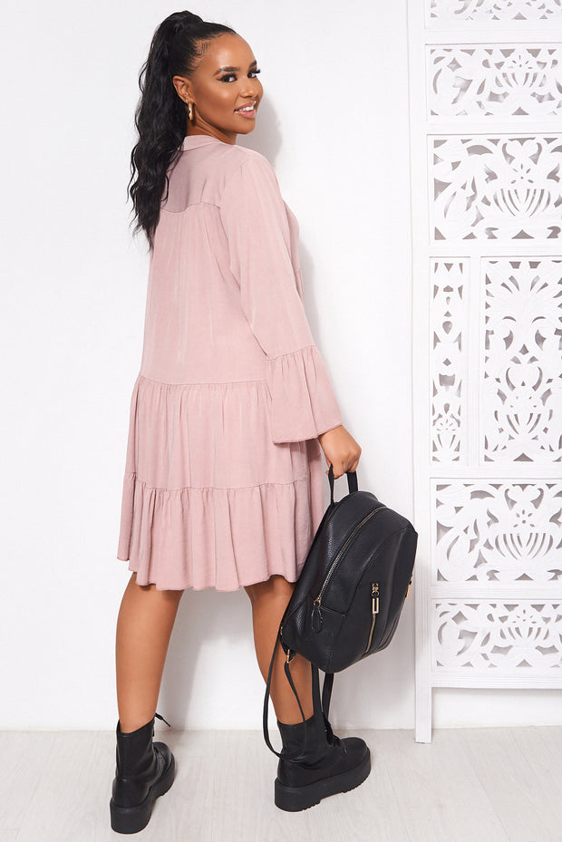 Polly Nude Pink Long Sleeve Smock Dress – The Fashion Bible
