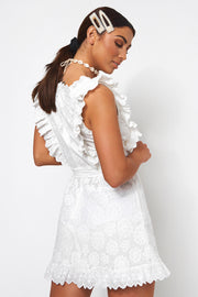 white lace frill dress