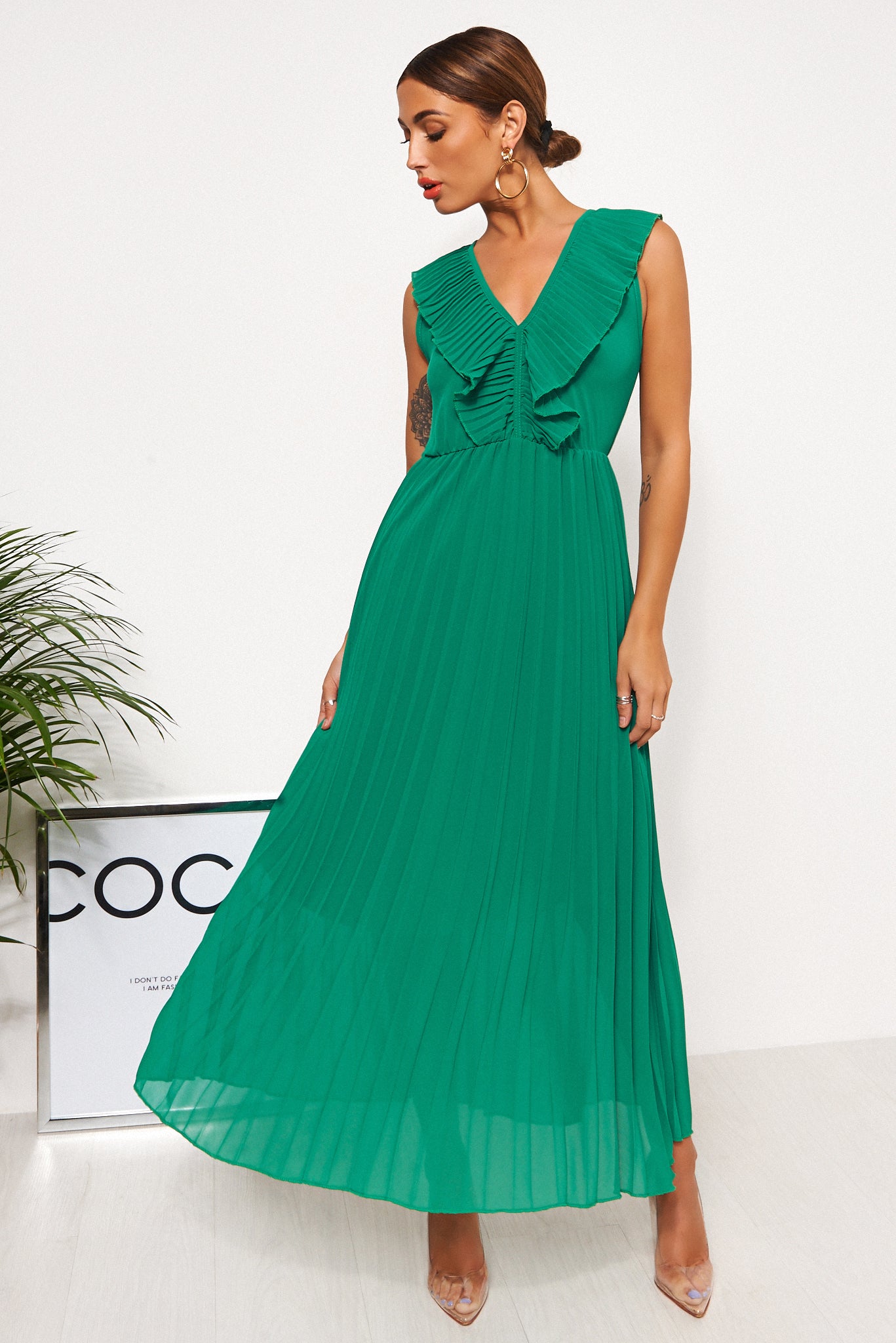 Giana Green Frill Maxi Dress – The Fashion Bible