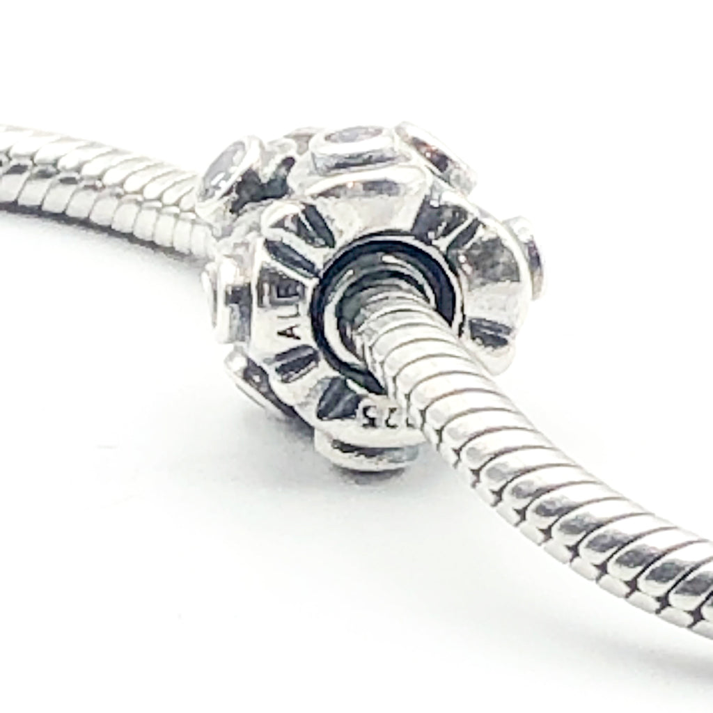 PANDORA Ocean Wave 925 ALE Sterling Silver Charm With Clear Cubic Zirconia 790369CZ - Retired