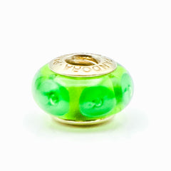 PANDORA 14K Gold Green Mystic Murano Glass Charm