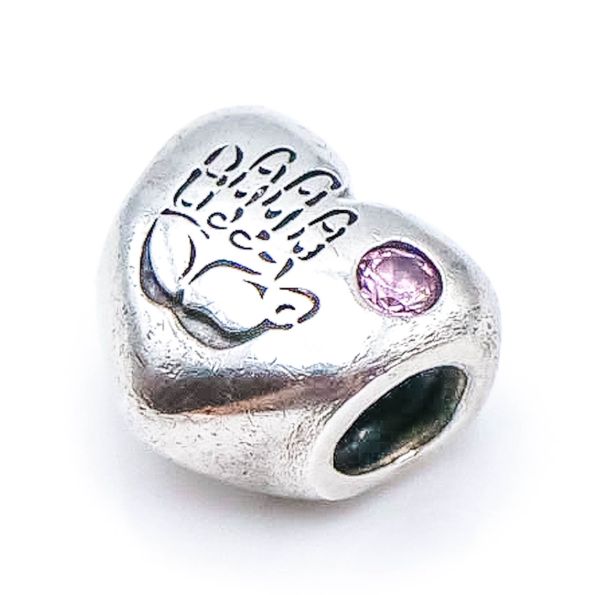 Baby Girl Heart Sterling Silver Charm With Pink Zirconia – Legacy Collectors