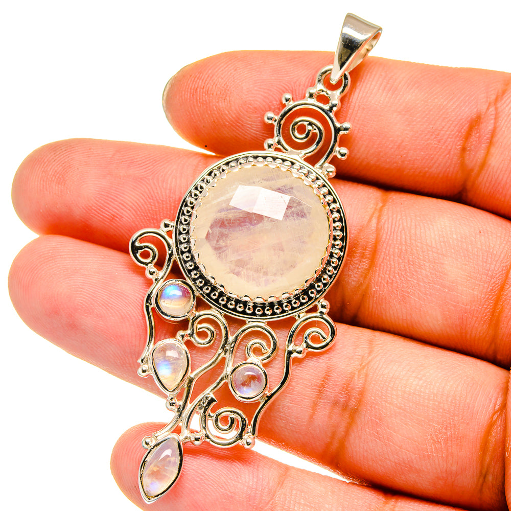 Signature Rainbow Moonstone Pendant 2 12 925 Sterling Silver Pd128 Ana Silver Co