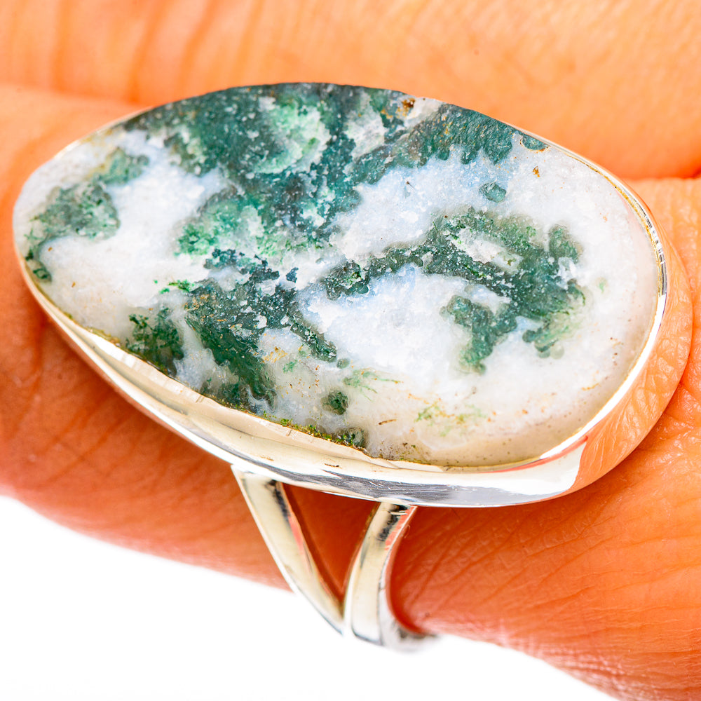 Green Moss Agate Rings handcrafted by Ana Silver Co - RING108621