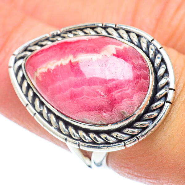Natural Rhodochrosite Chalcedony Quartz Garnet Handmade 925 silver Plated Ring Jewelry Size 6.5 US Jewelry Z 11151