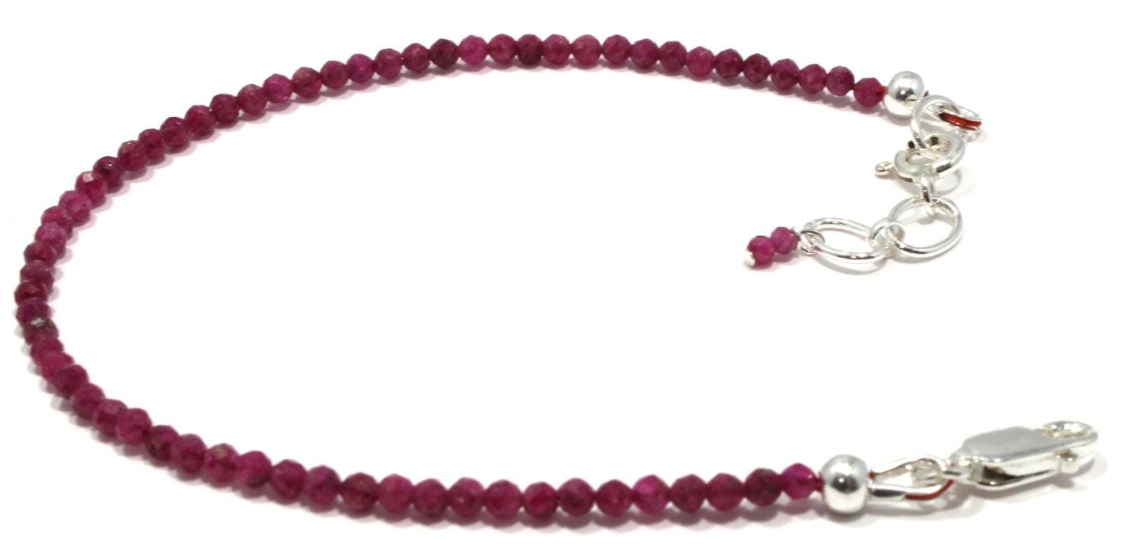 Ruby Faceted Microbead Bracelet Sterling Silver