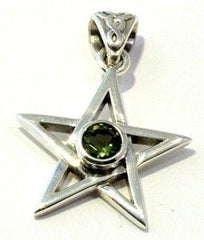 Faceted Moldavite Pentagram Pendant