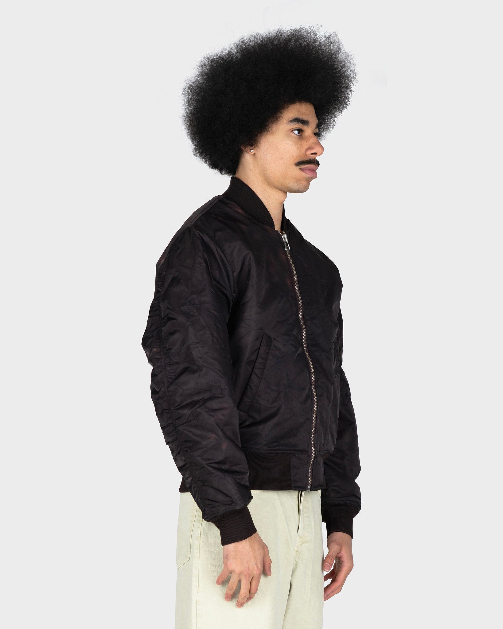 Dyed Nylon Bomber in Brown