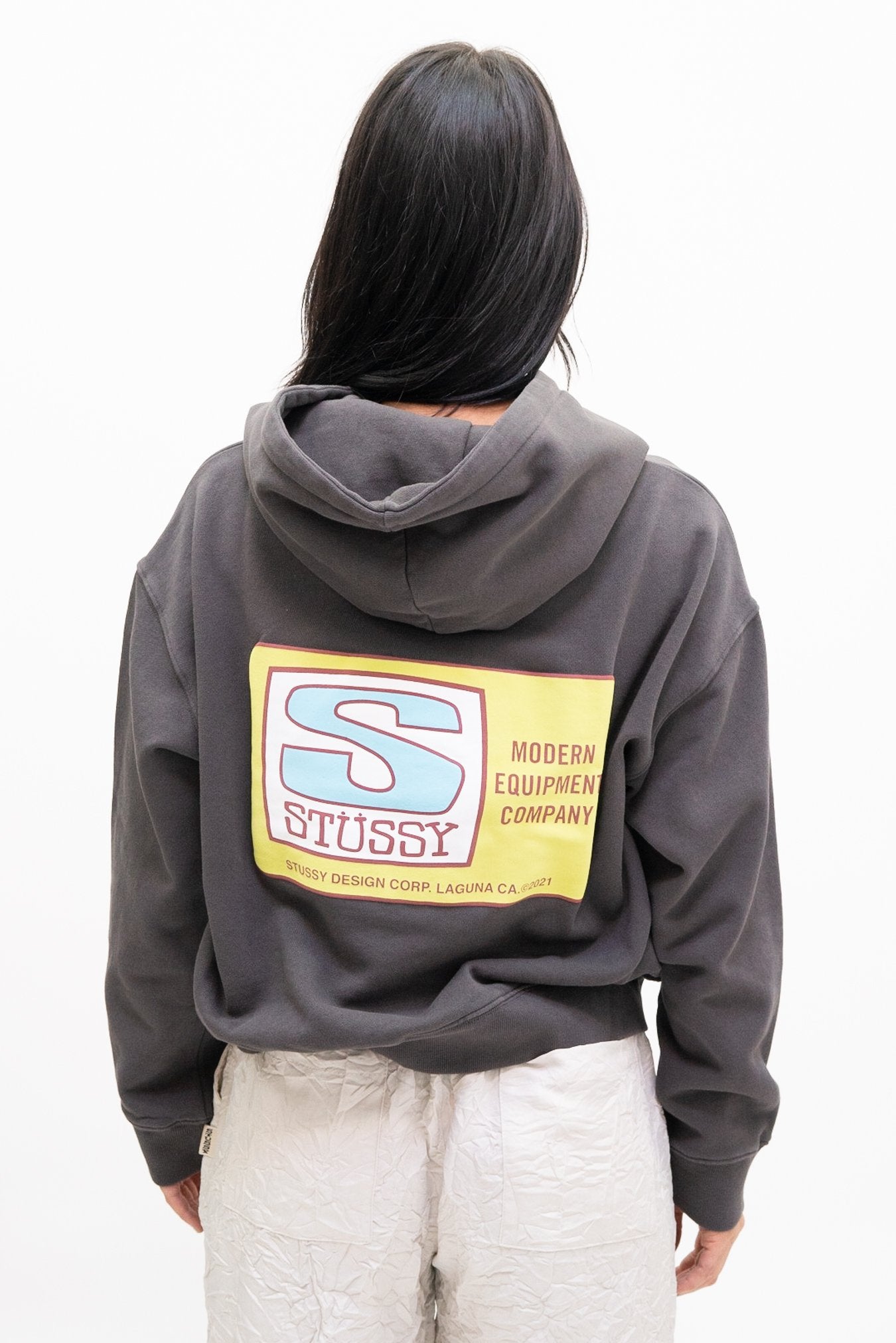 Stussy Agness Boxy Crop Hood in Charcoal