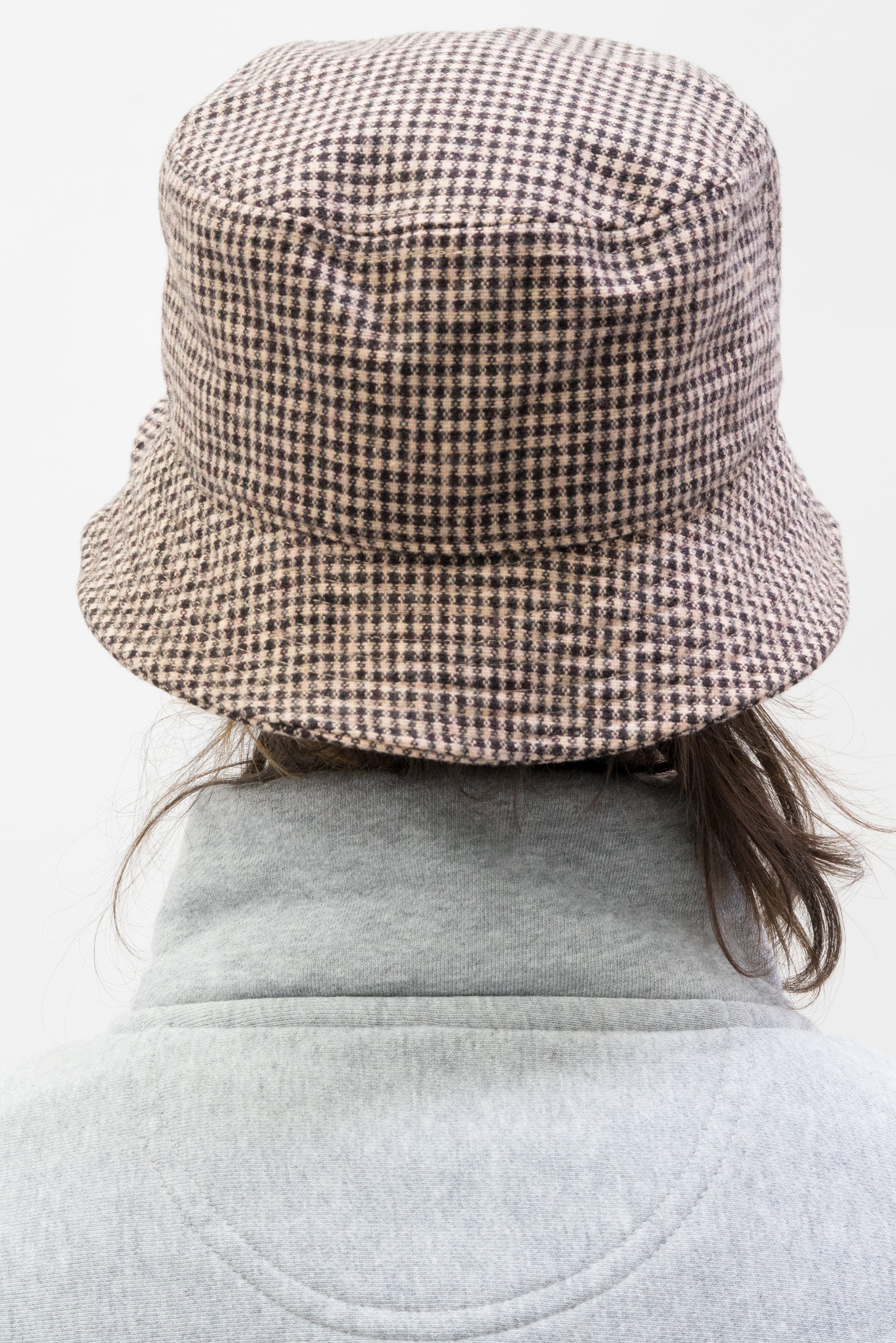 Stussy Wool Check Big Stock Bucket Hat in Brown