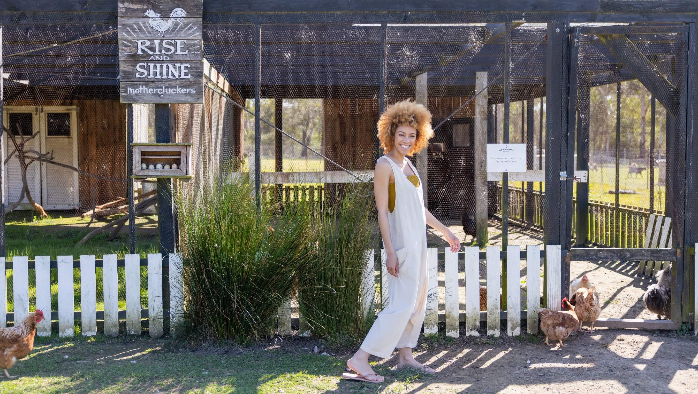 Surya Photo Shoot (and chickens) at The Woods Farm Jervis Bay