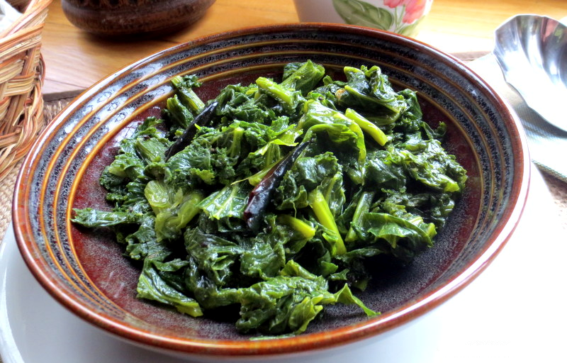 Saag from Nepal - Wilted Spinach with mustard
