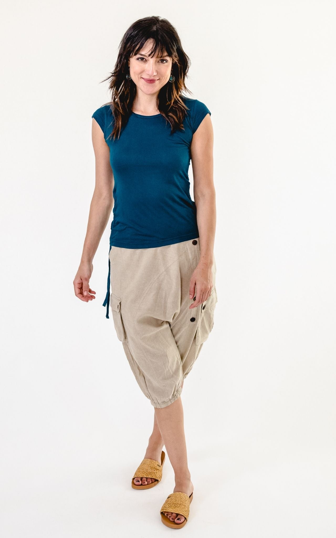 Short Drop Crotch Pants - Natural