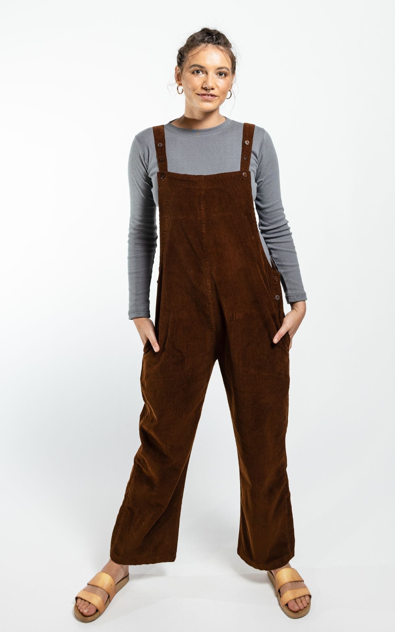 Corduroy Overalls - Walnut