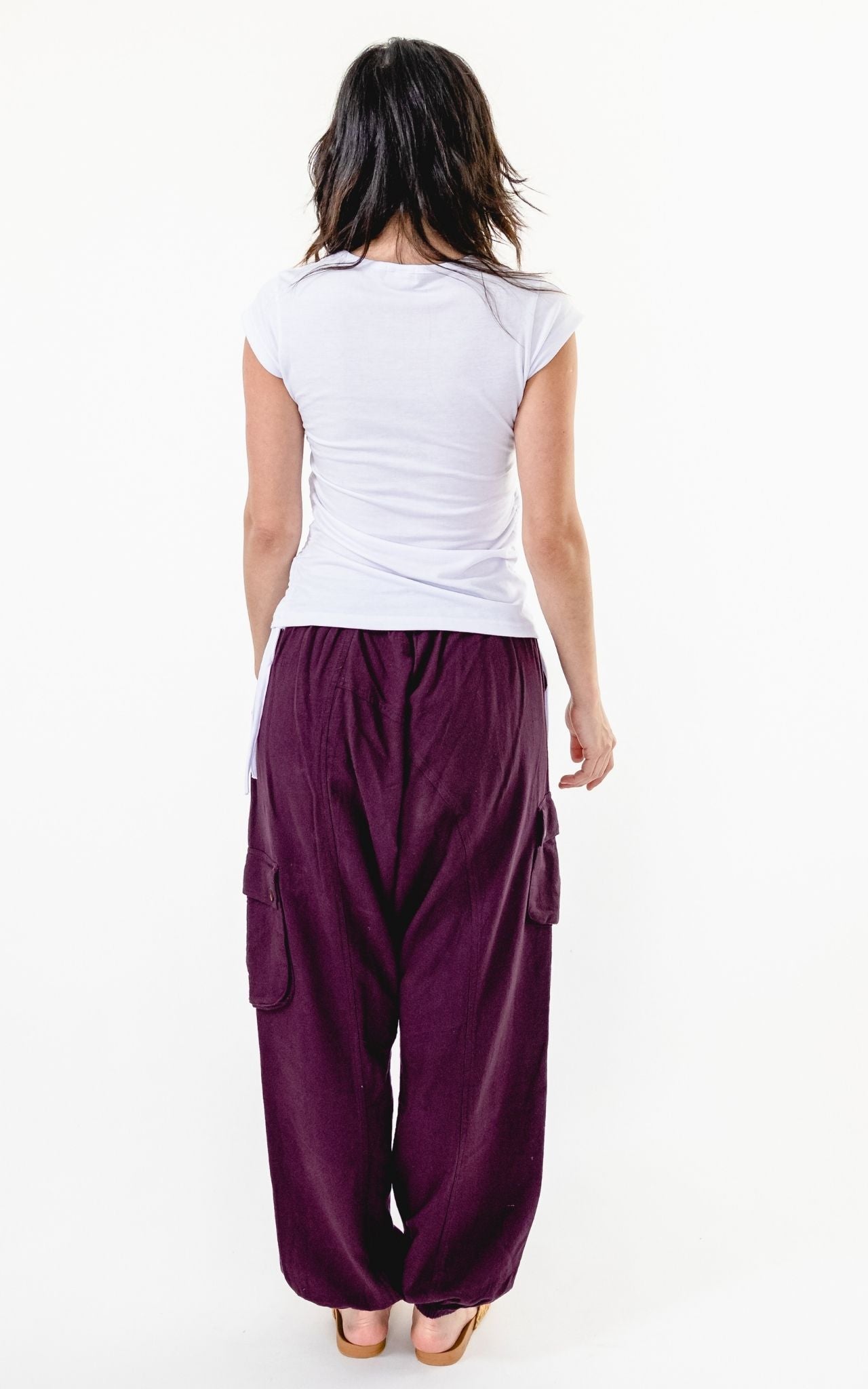 Drop Crotch Pants - Wine