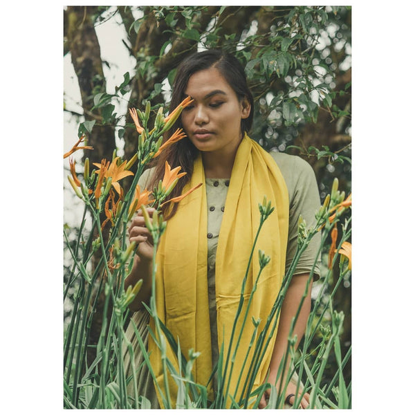 Surya Australia Natural Tumeric Dyes from Nepal in Hemp Scarves