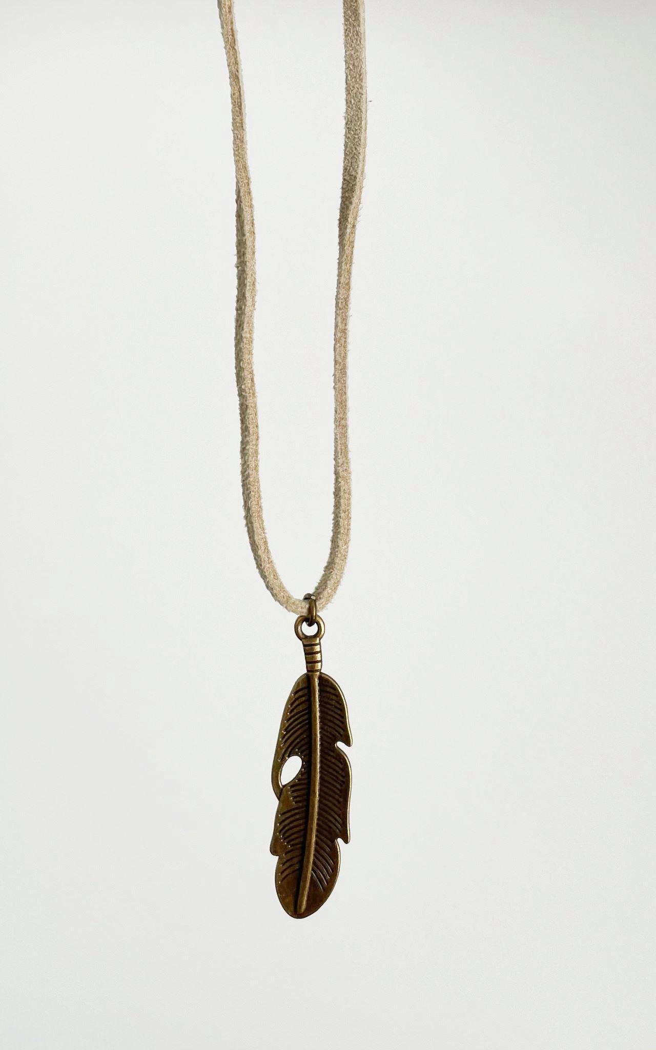 Suede Necklace - Feather