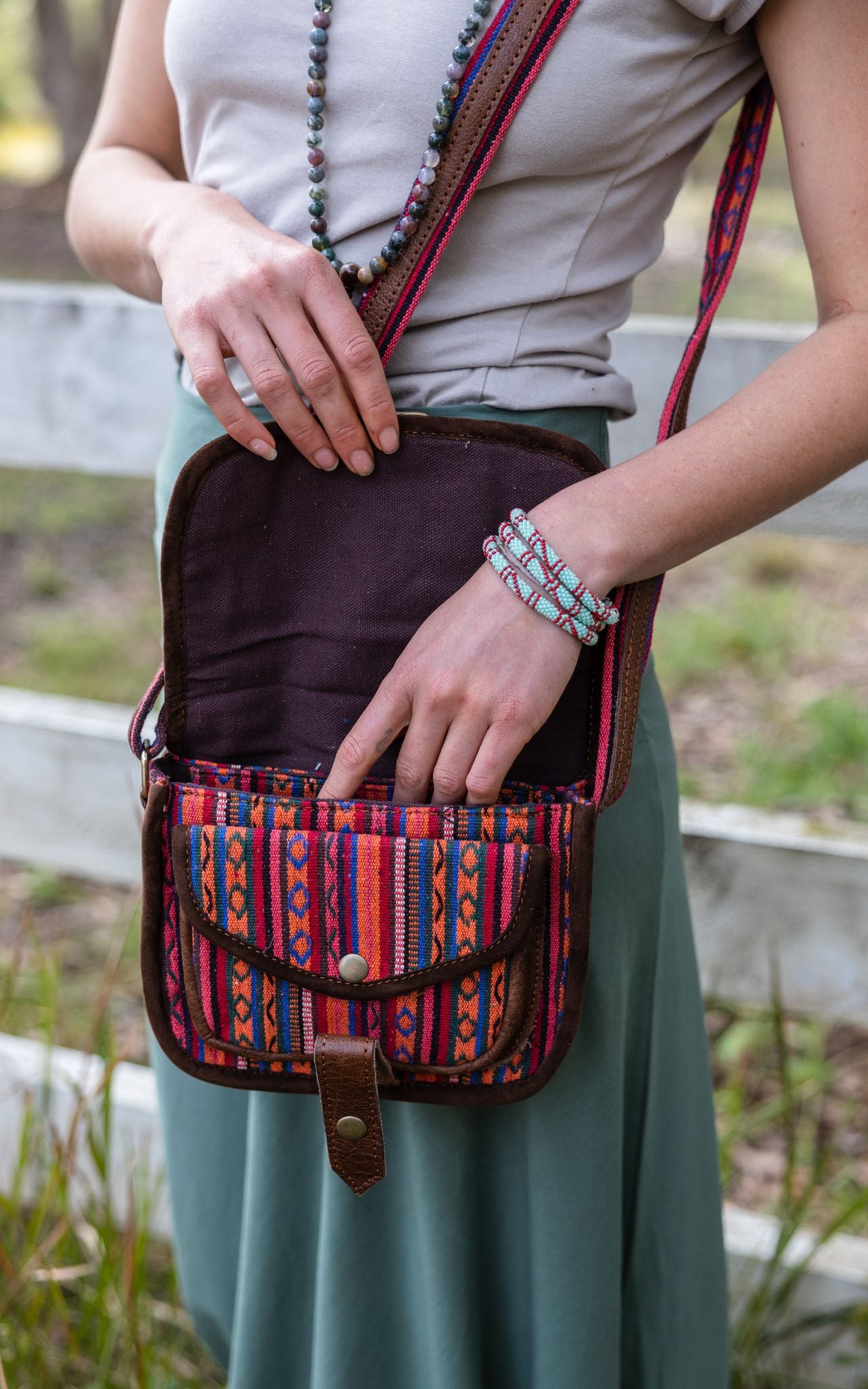 Buffalo Leather & Cotton Bag - Auray