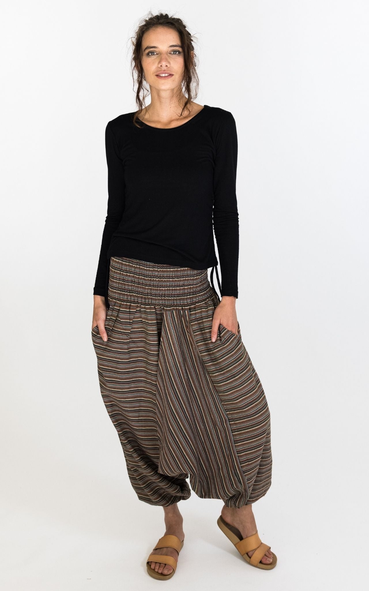 Low Crotch Pants - Striped