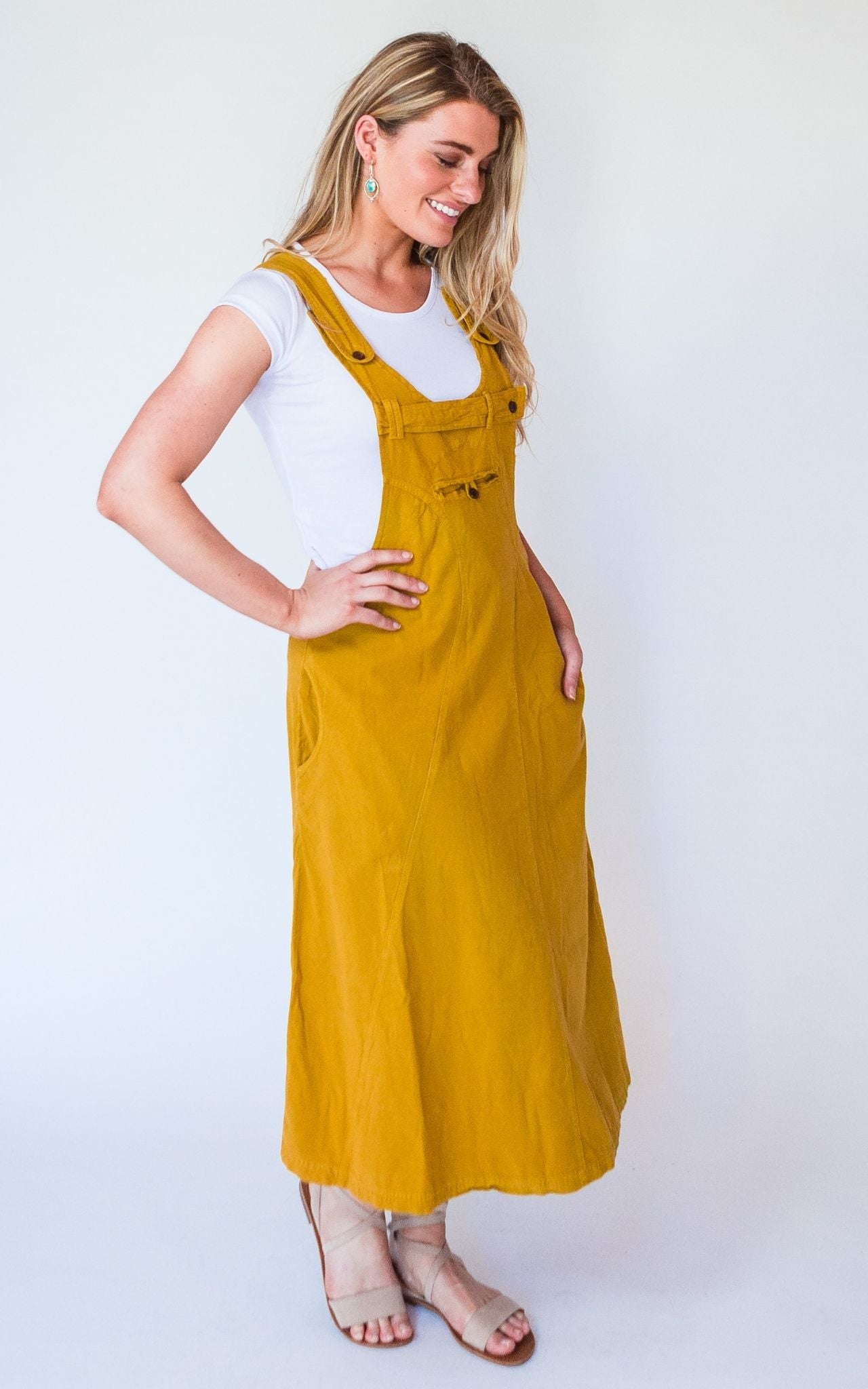 Dungaree Dress - Mustard