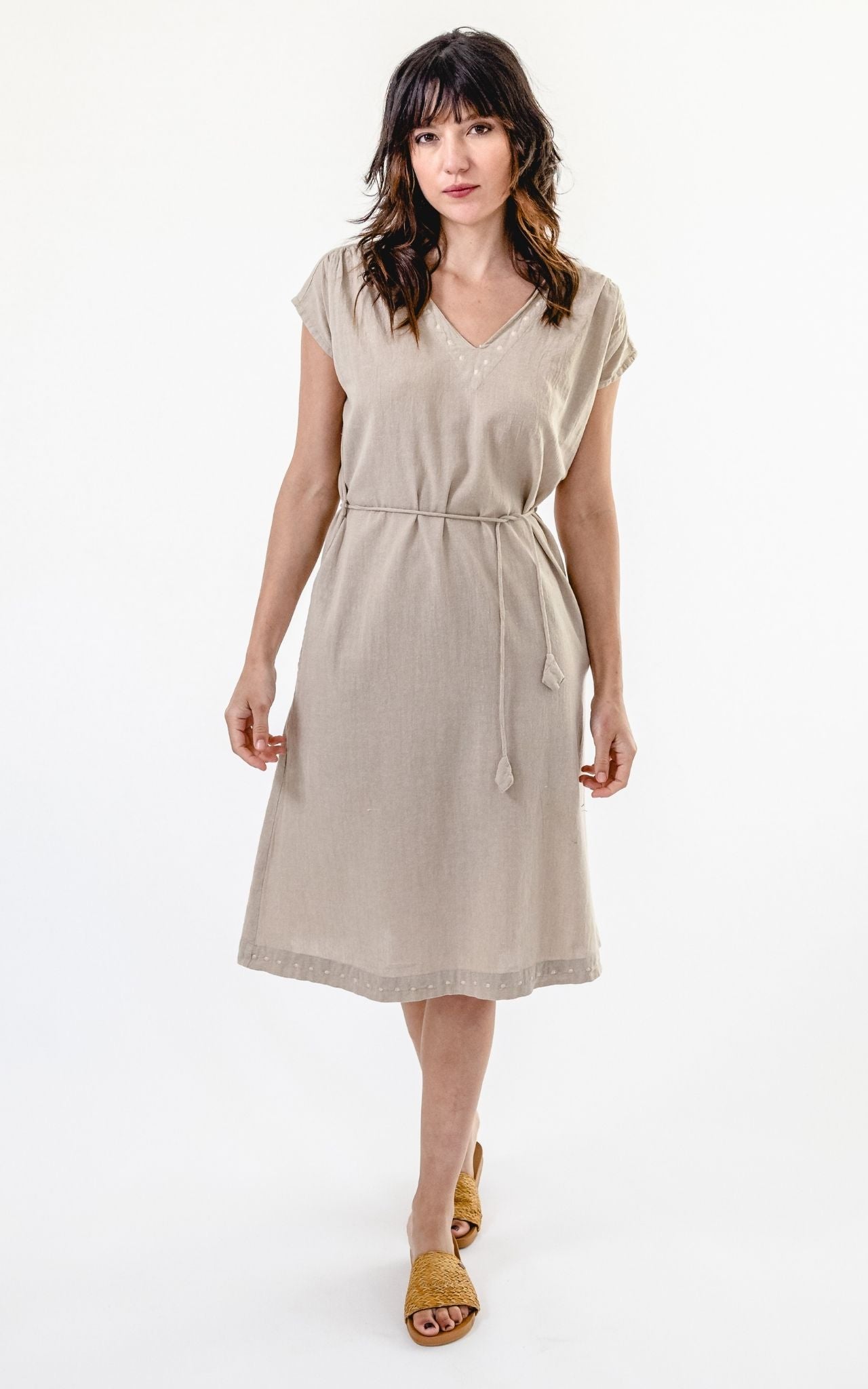 Aurora Dress (Embroidered) - Oatmeal