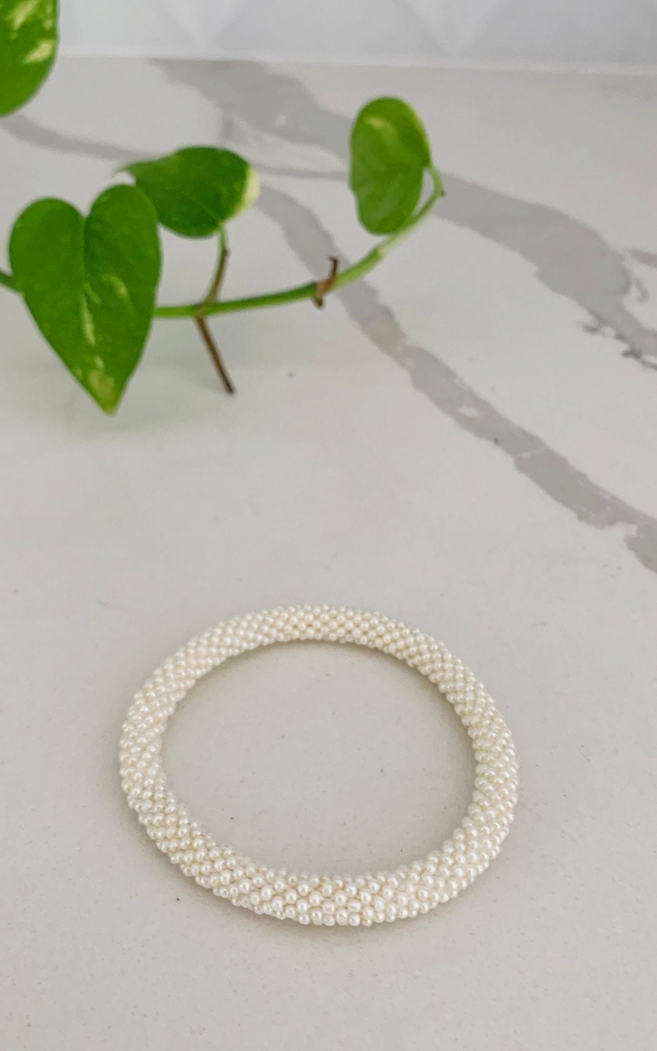 Rolling Beaded Bracelet - White