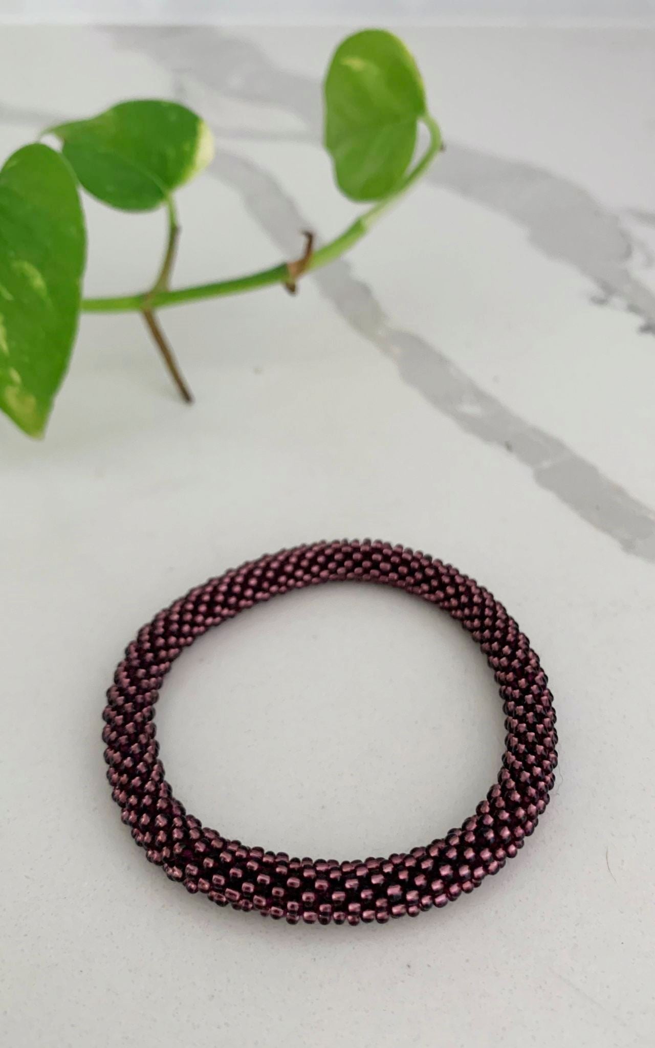 Rolling Beaded Bracelet - Maroon