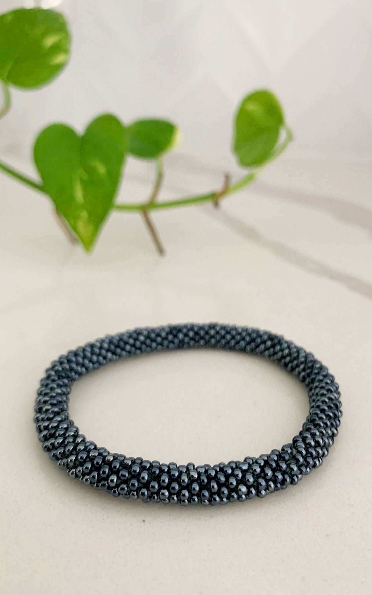 Rolling Beaded Bracelet - Steel Grey