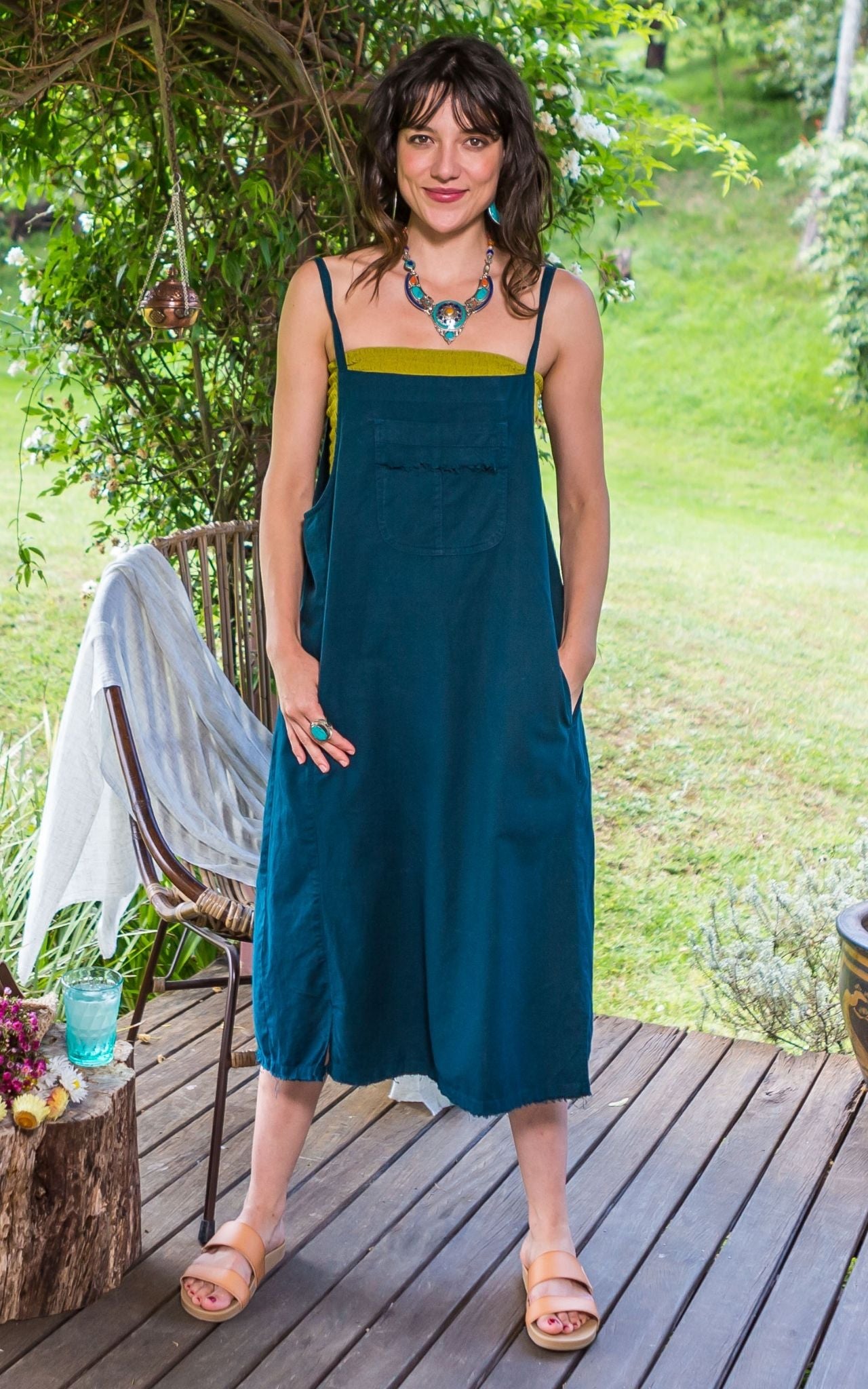 Sirena Pinafore - Turquoise