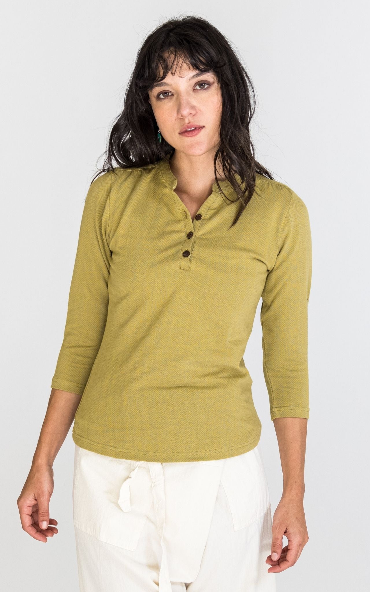 Clementine Top (Herringbone) - Mustard