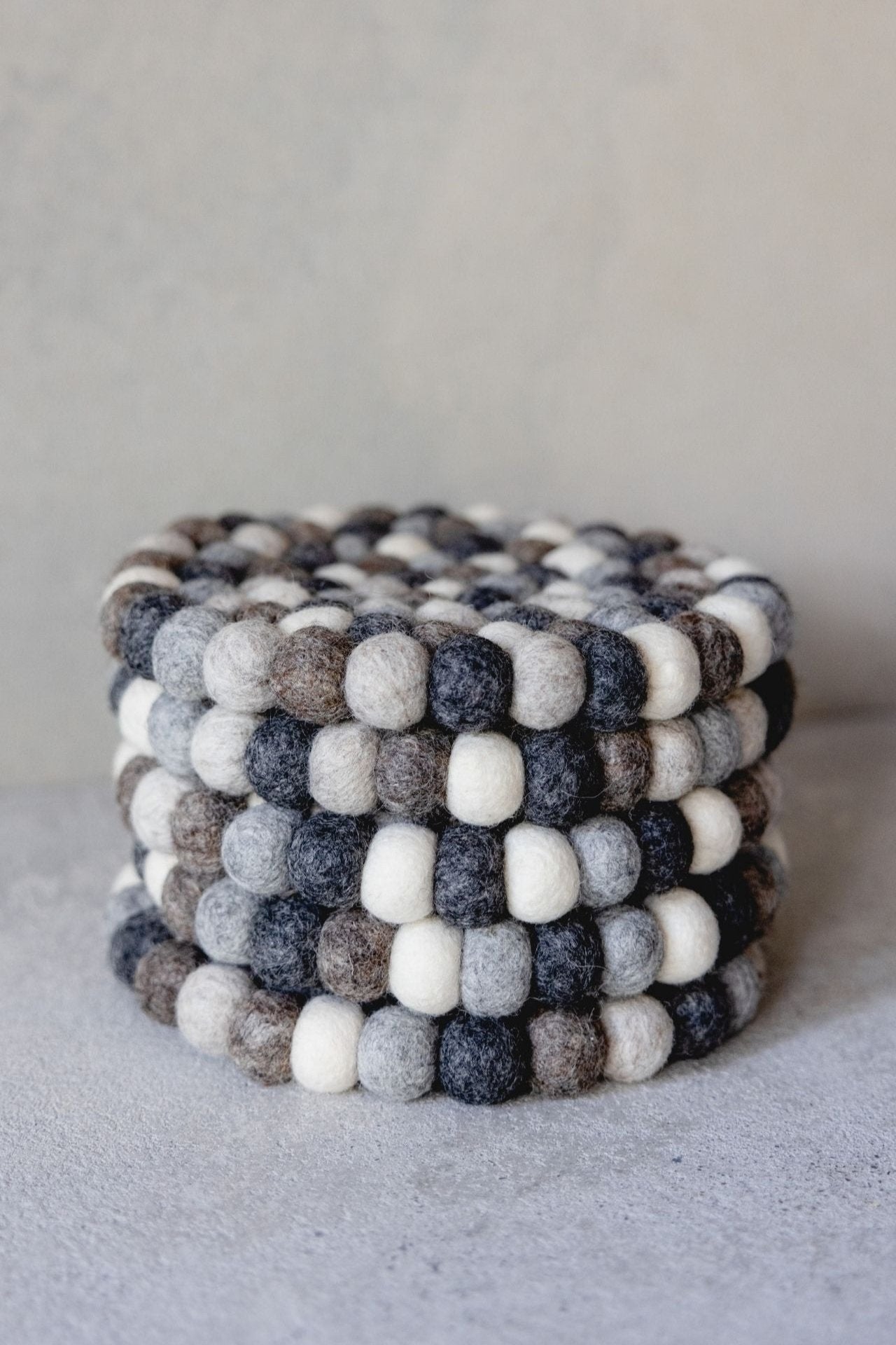 Felt Ball Set - Trivet + 6 Coasters (Neutrals)