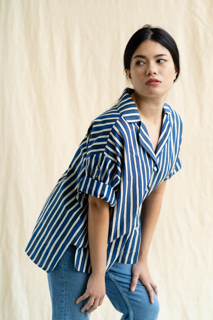 Batik Cocoon Shirt | Indigo Stripe– Studio Gypsied